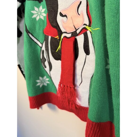 Jolly Sweaters Cow Country Western Kitsch Ugly Colorful Christmas Sweater Size L - Picture 3 of 11